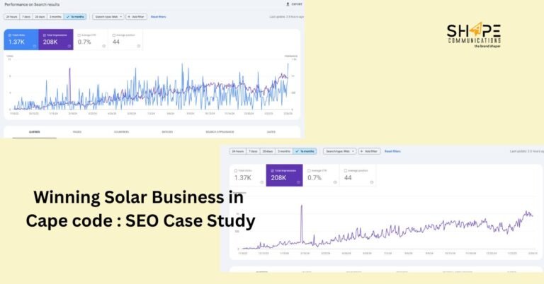 Winning Solar Business in Cape code SEO Case Study by Shape communications LLC
